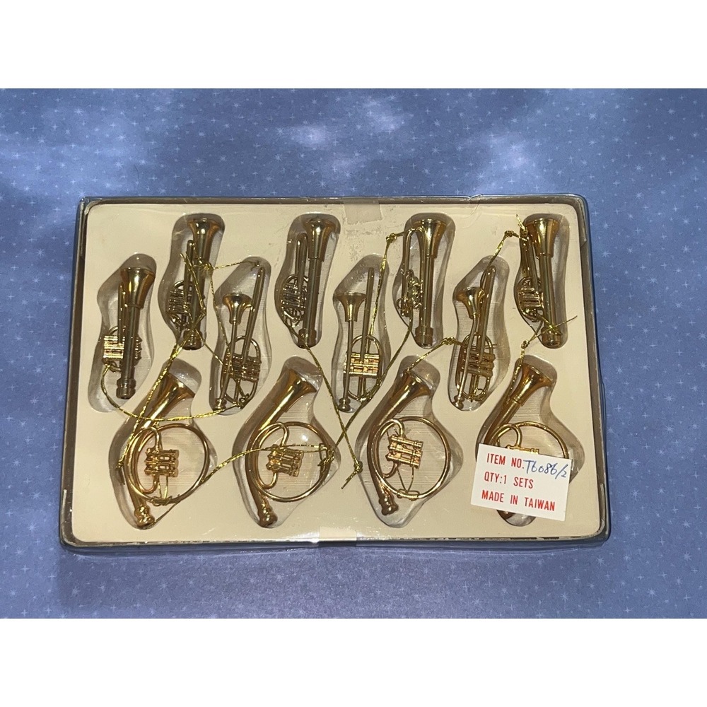 NOS Vintage Brass Musical Instrument Ornament Konwal Trumpet Horn Trombone 1980s